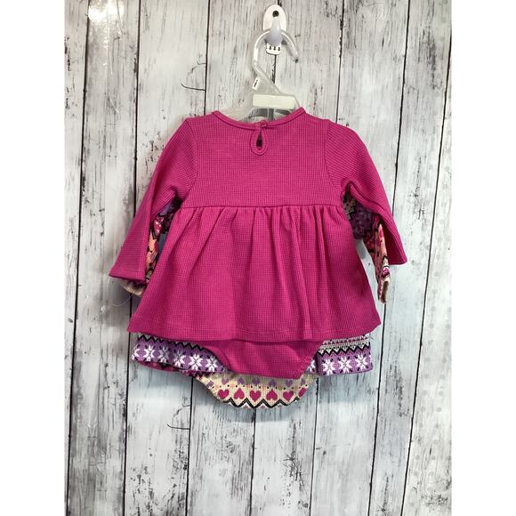Toddler Girl Size 0-3 Months Dress NWT Thermal Dress, Colorful Casual 2 Pieces - Picture 2 of 4